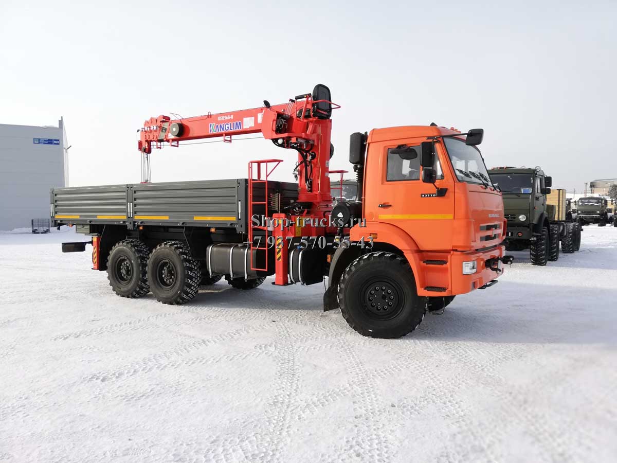 КАМАЗ-43118 с бортовой платформой 6,2м и КМУ KANGLIM KS 1256